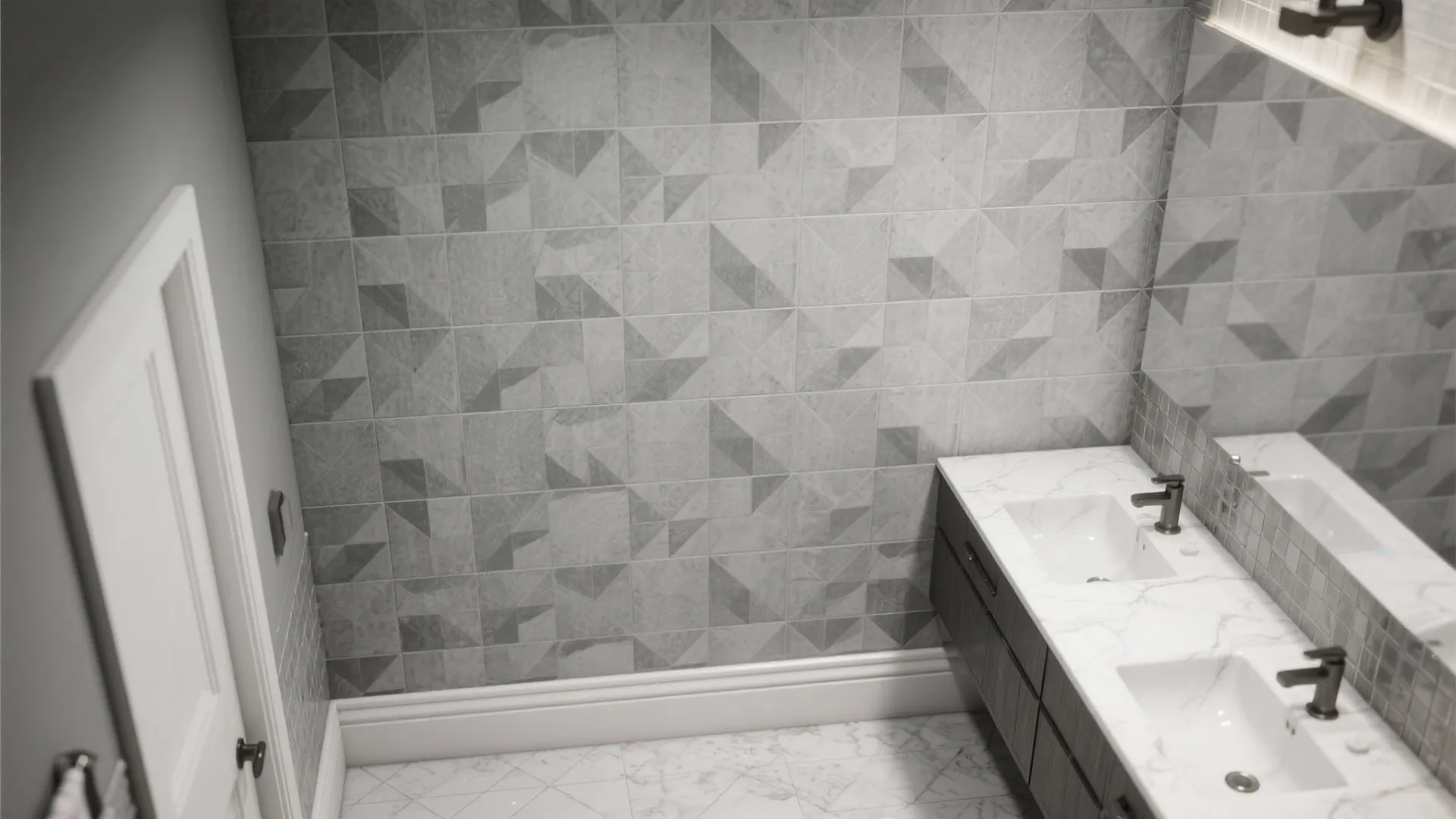5. Geometric grey tiles wallpaper