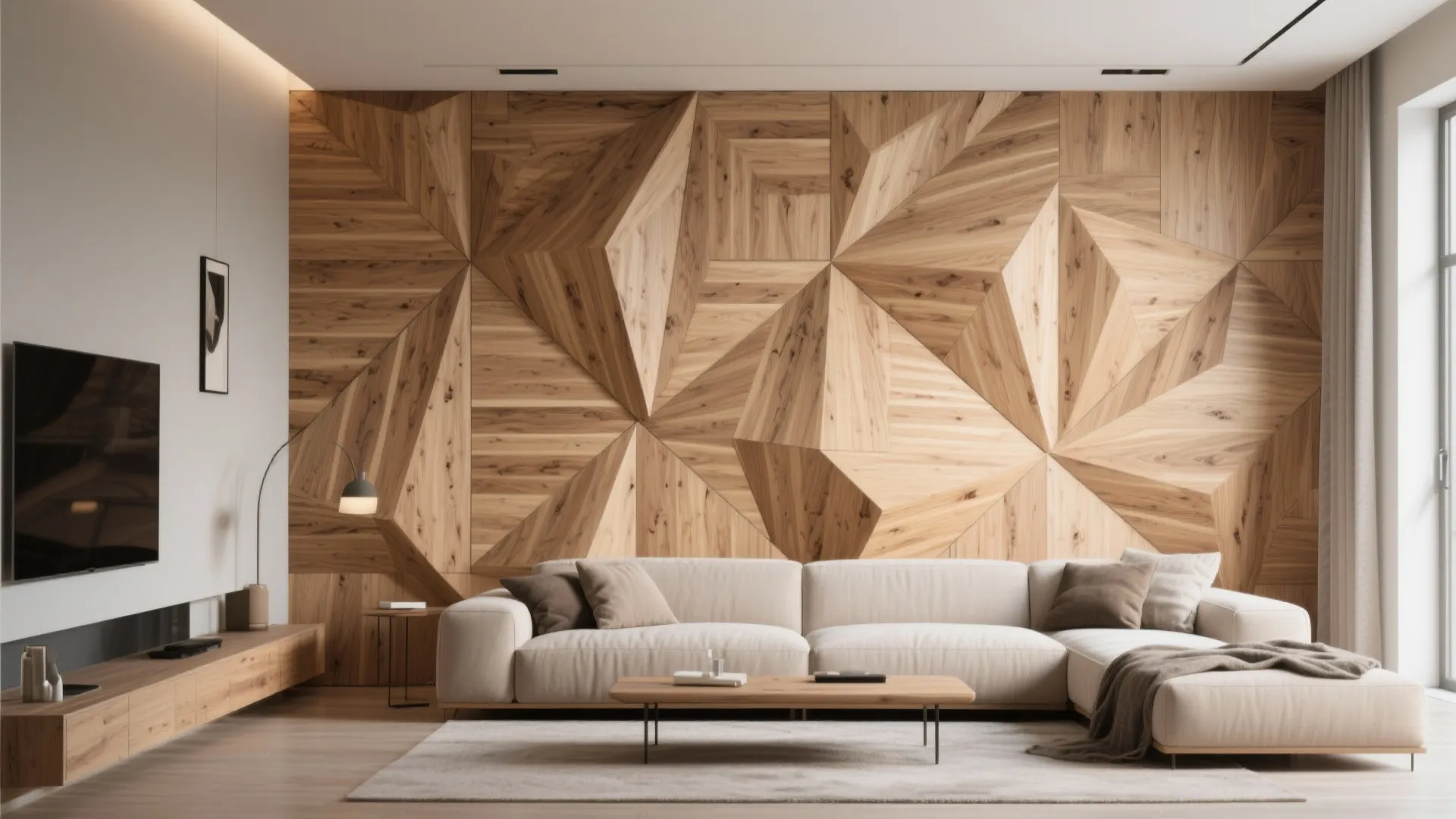 2. Geometric Wood Paneling