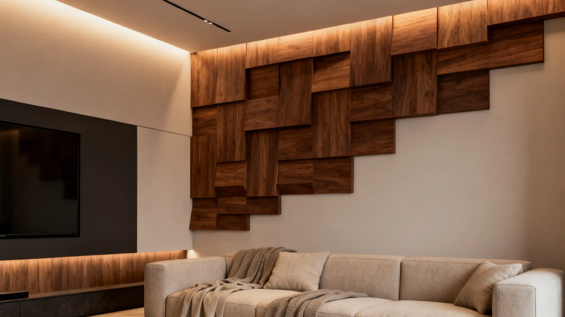2. Geometric Wood Paneling