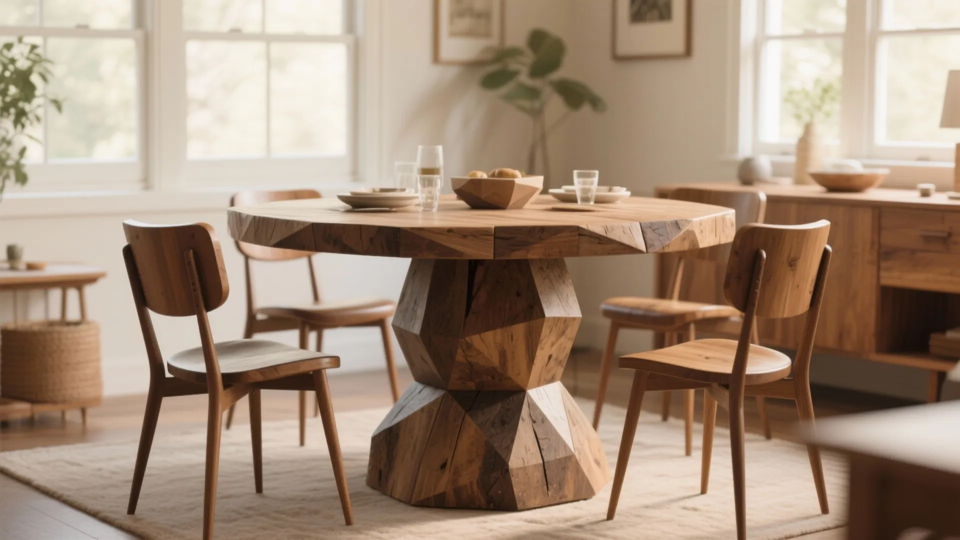 2. Geometric Wooden Pedestals