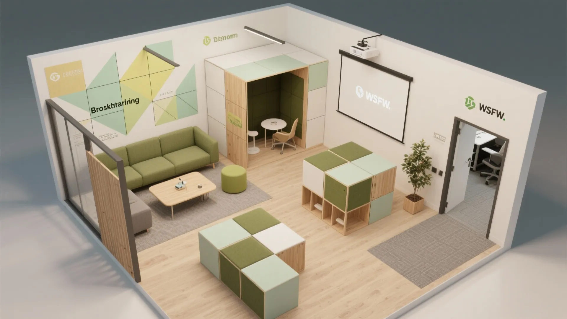 3. Use geometric shapes to zone without furniture