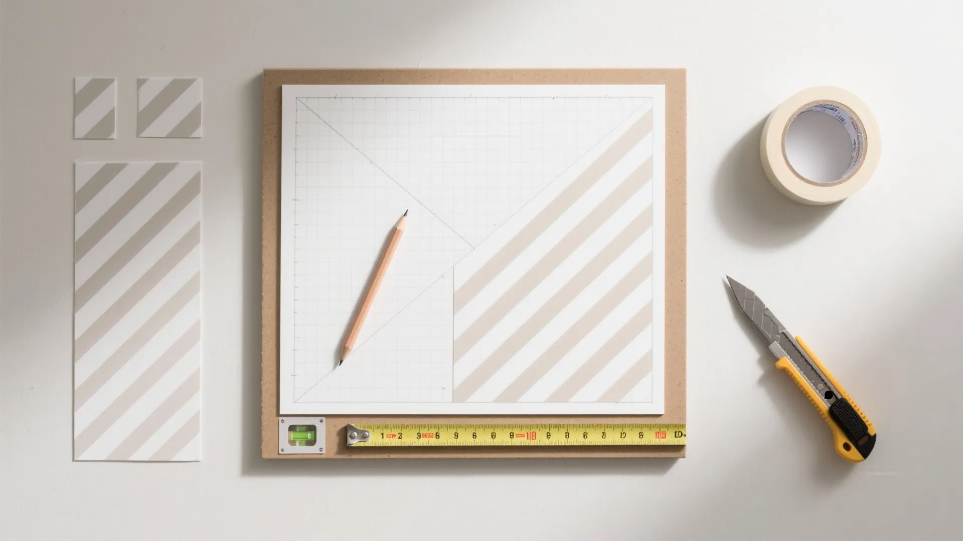 Geometric accent walls to stretch proportions