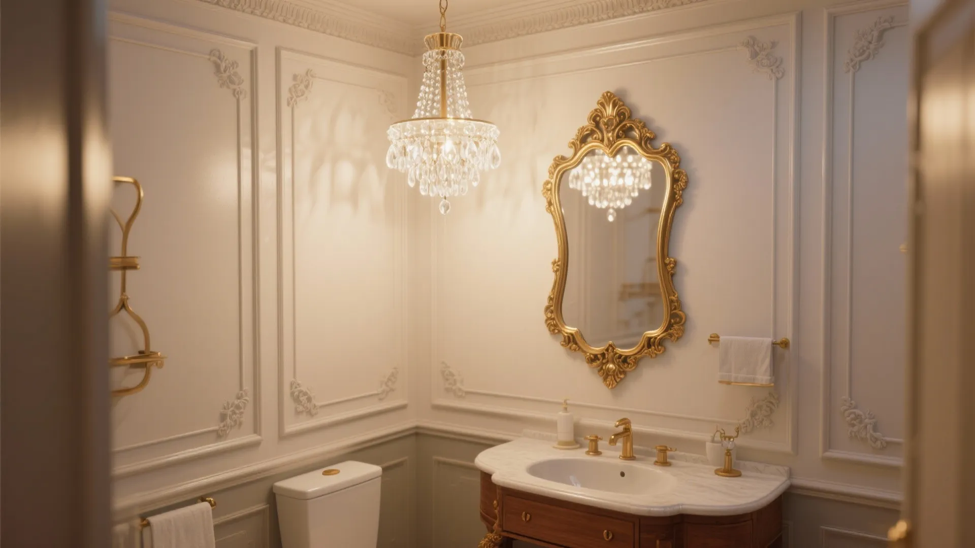 4. Mirrors, Molding, and Mini Chandeliers