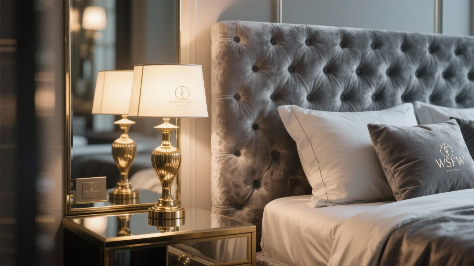 5. Glam Gray with Velvet and Metallic Accents