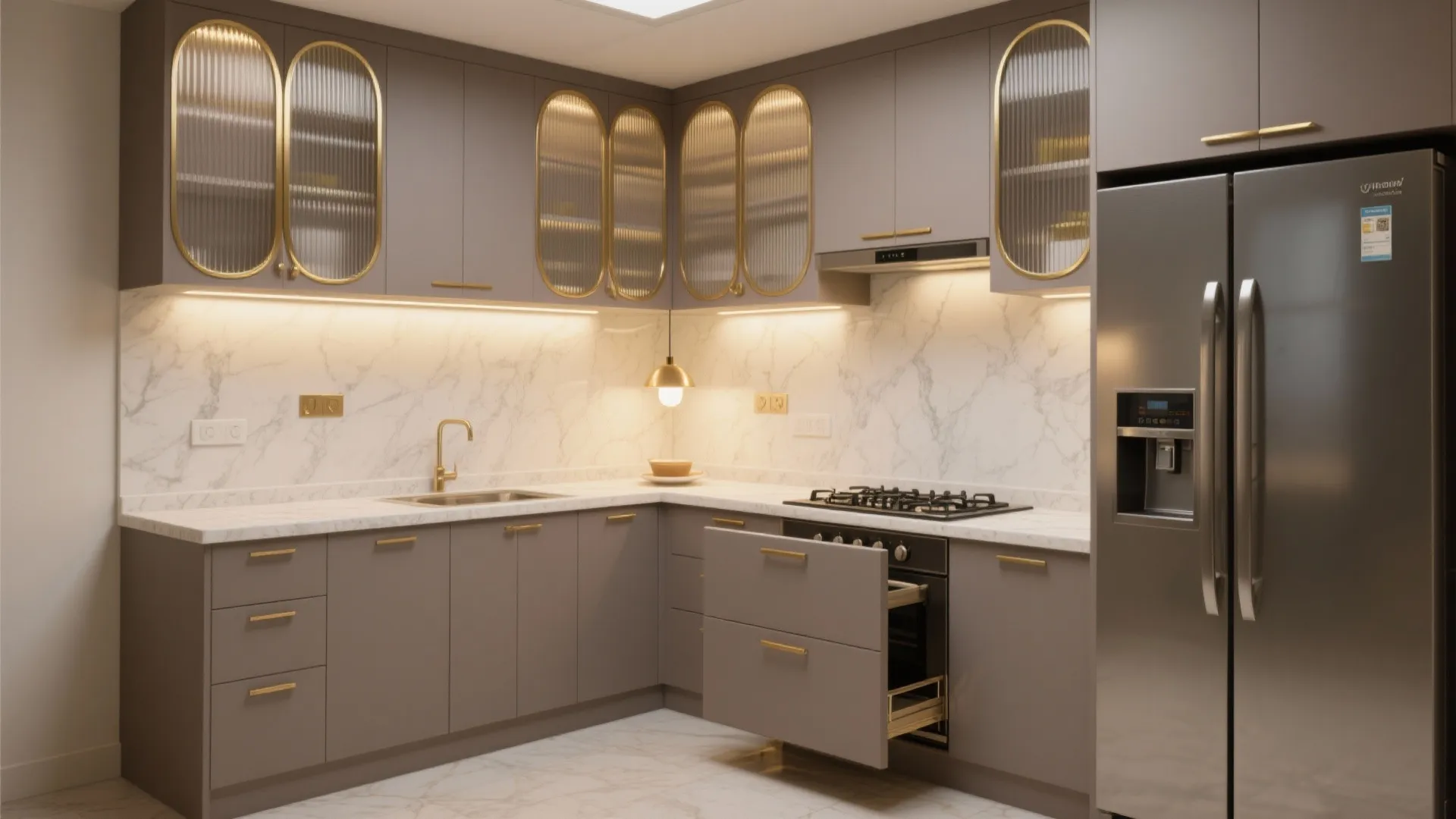 Glam Kitchen That Works in a Compact Footprint