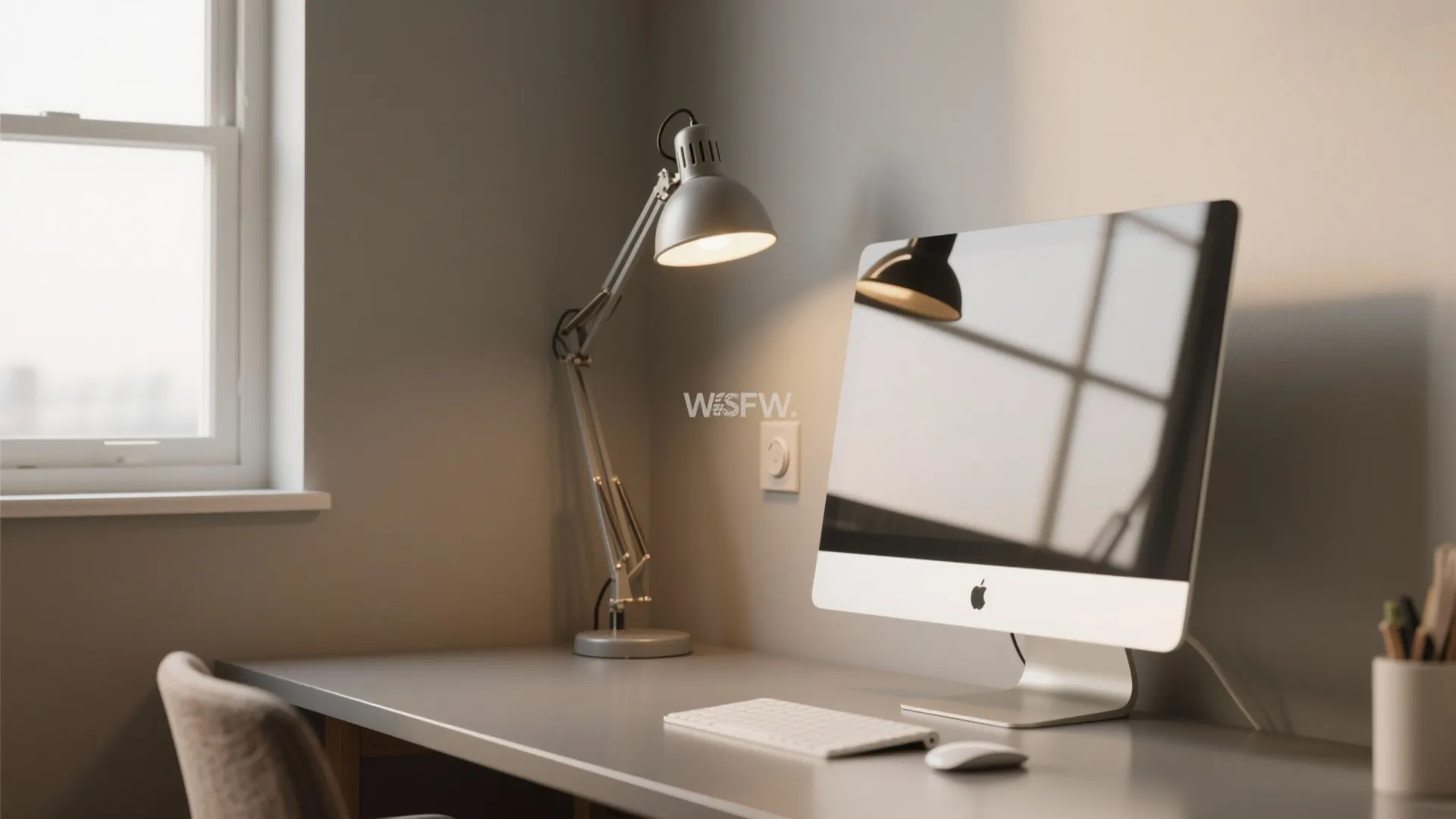 Light-first, glare-free desk wall