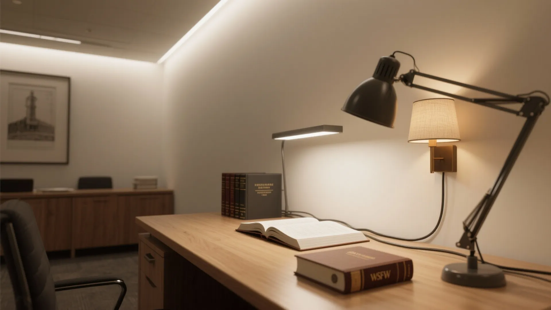 Layered, glare-free lighting for long reading sessions