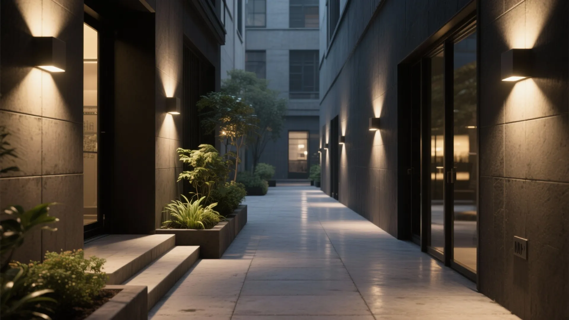 Shielded downlights for glare-free pathways