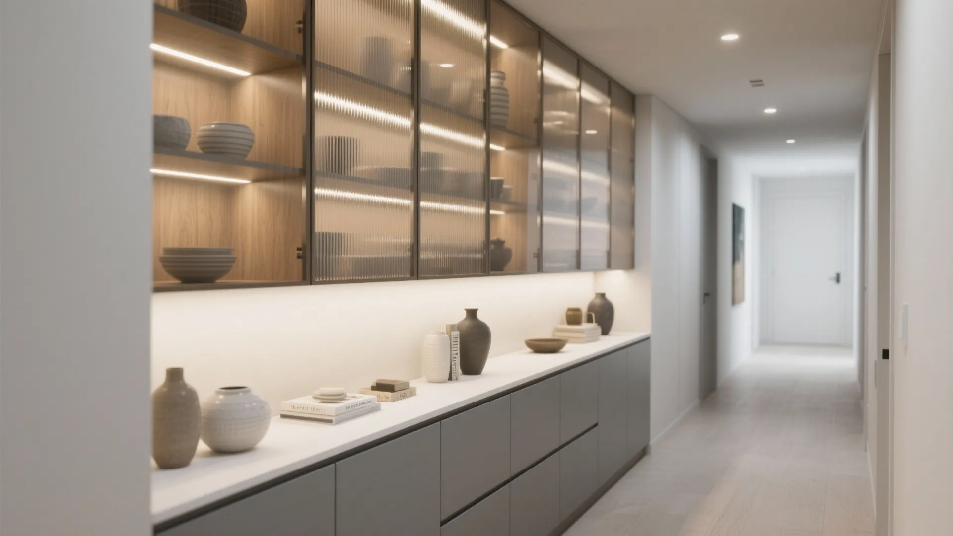 Glass-Front Display Above, Closed Storage Below