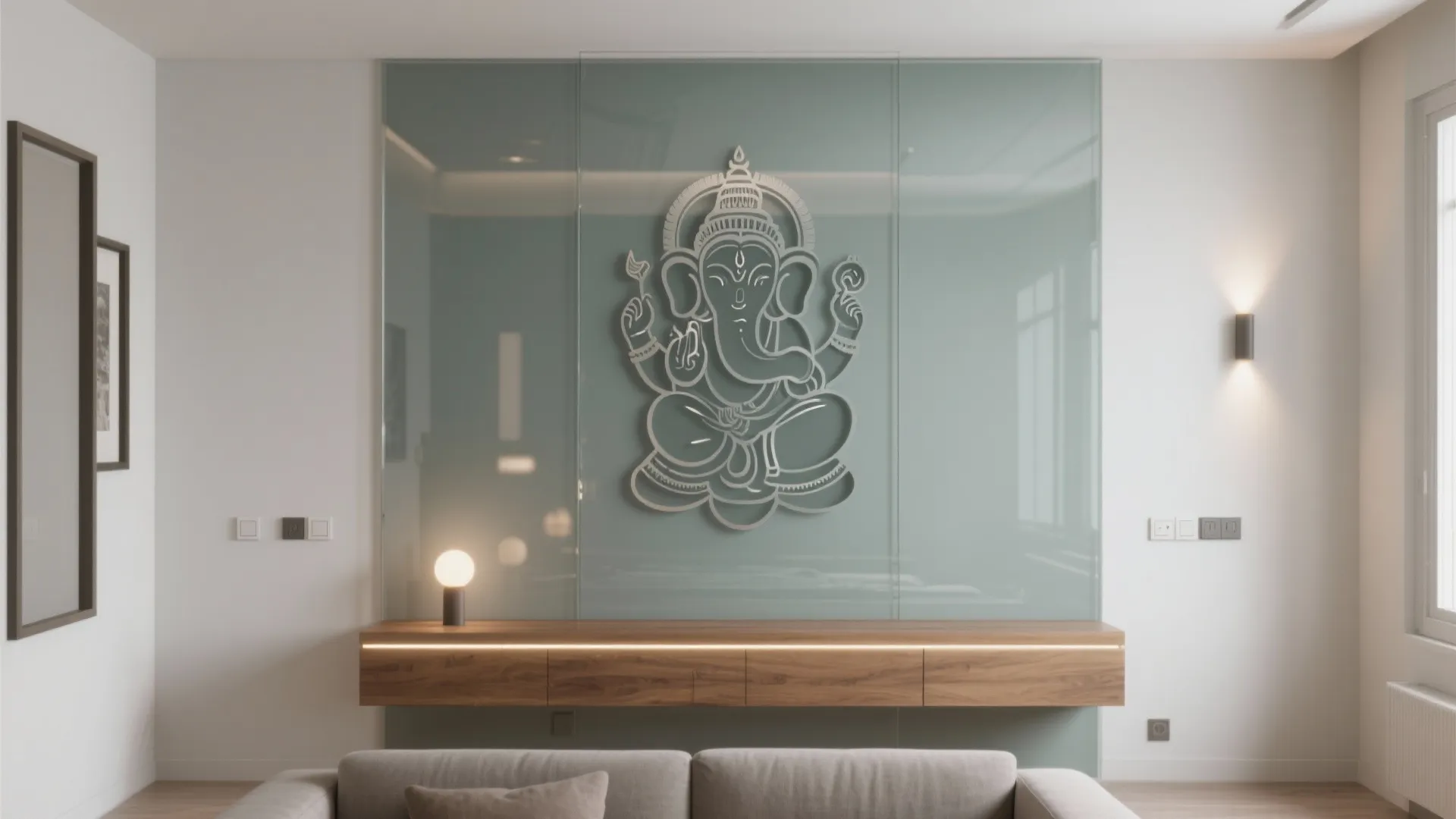 Color-backed glass or acrylic with abstract form