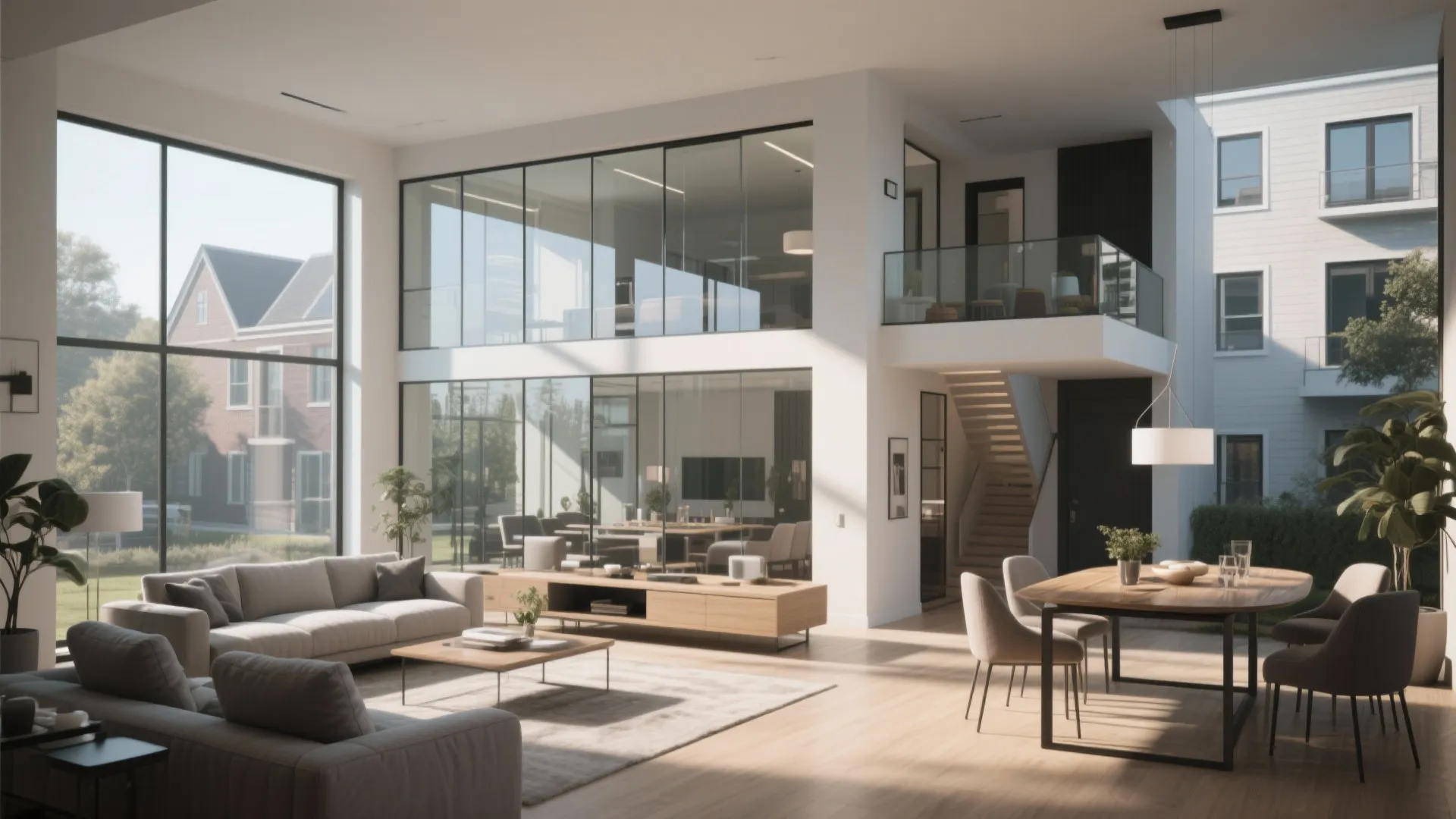 Glass Accent Wall for Light Sharing