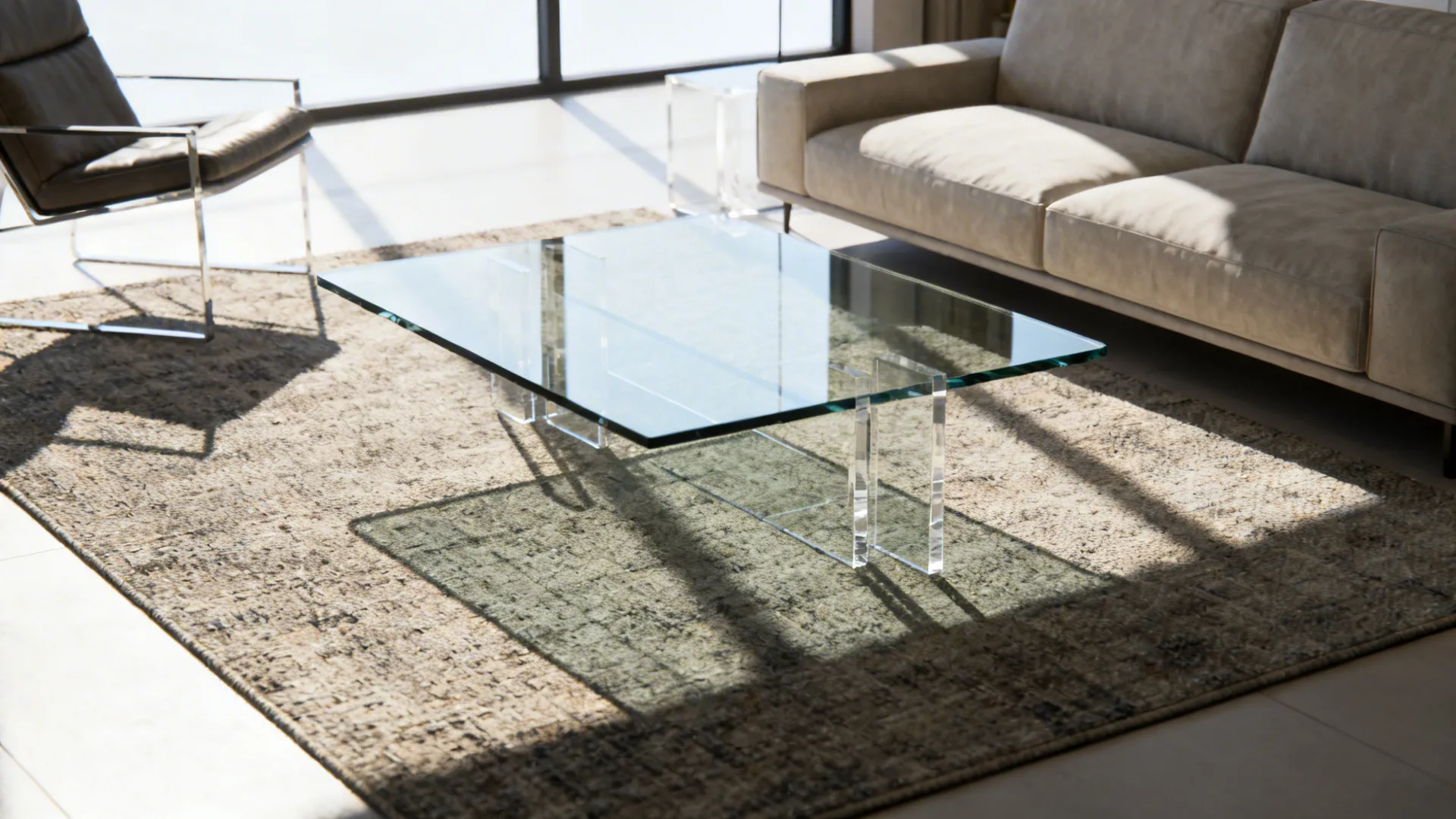 3. Glass or Acrylic Tables to Keep Sightlines Open