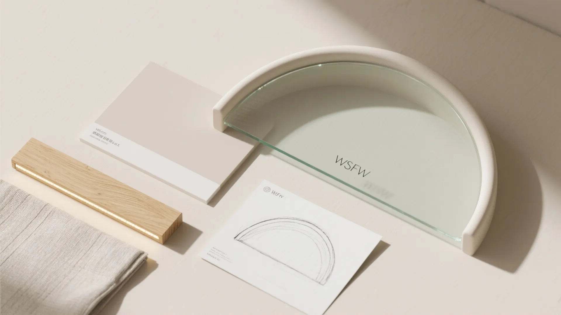 4) Glass-backed arch feature that bounces light