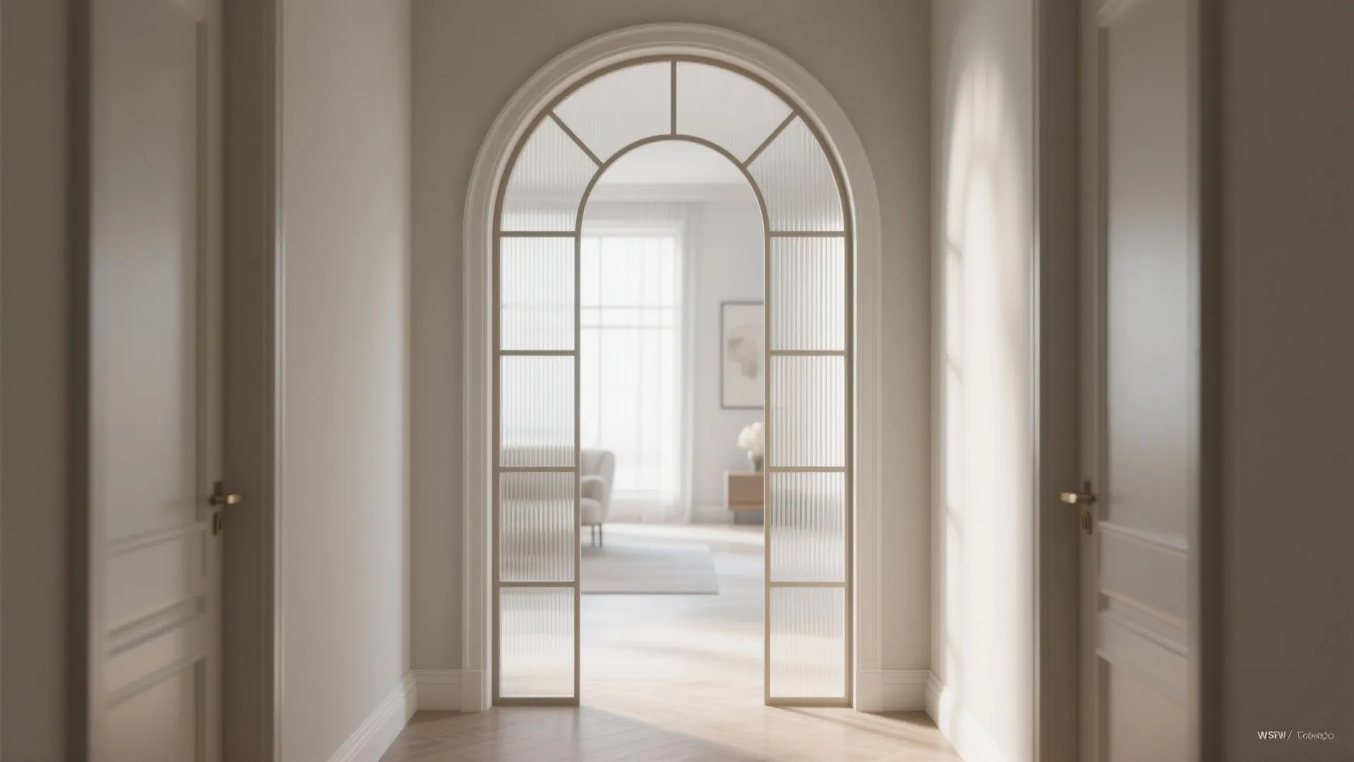 Glass-Backed Arch Portal for Light Sharing