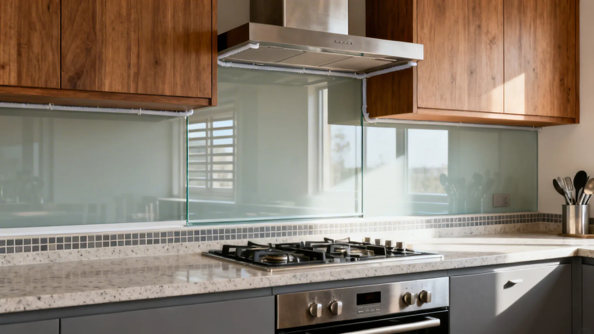 Grease-Managed Grill Zones with Glass Backs