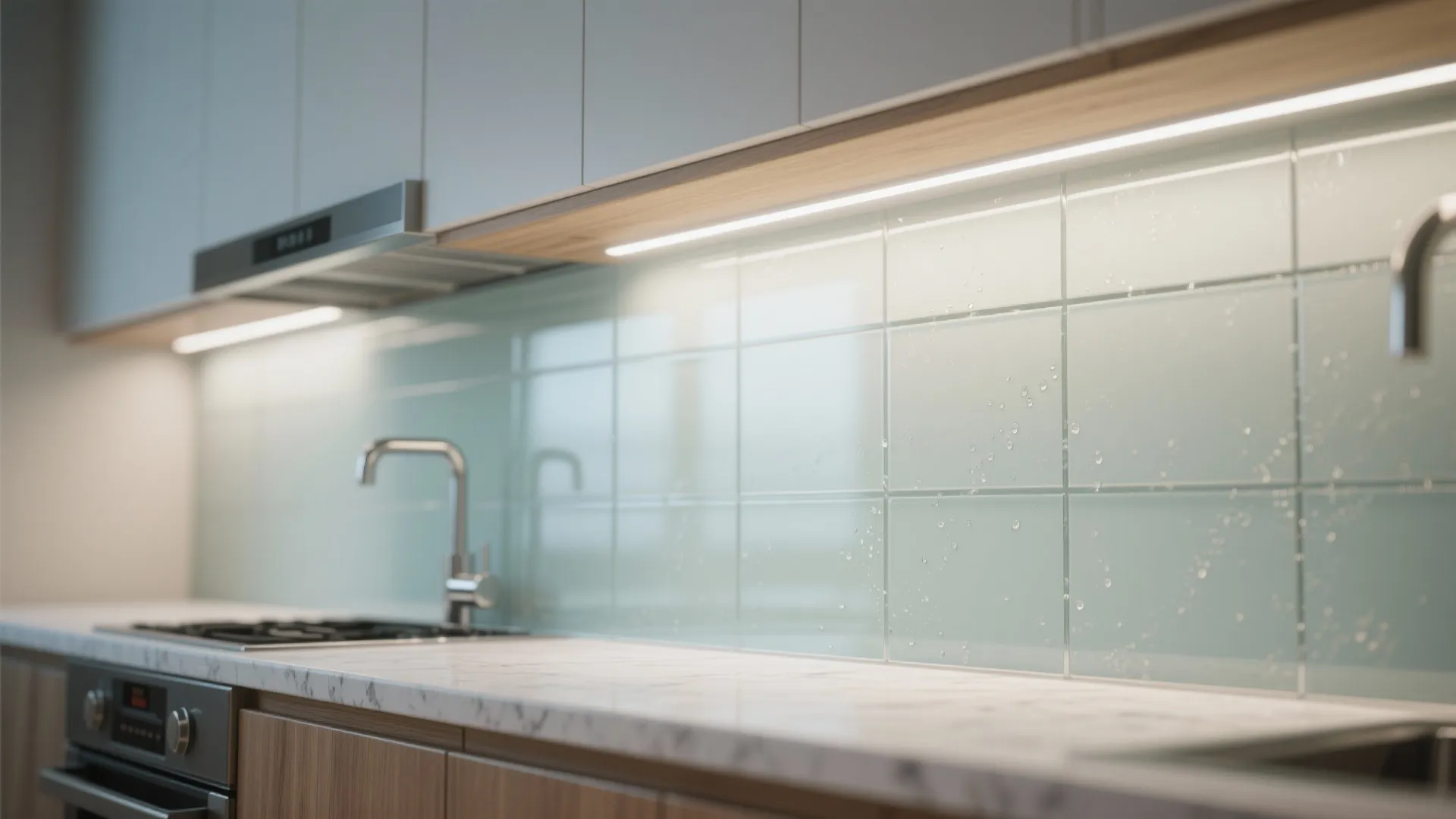 Minimalist kitchen storage with an L-shaped core and tall pantry