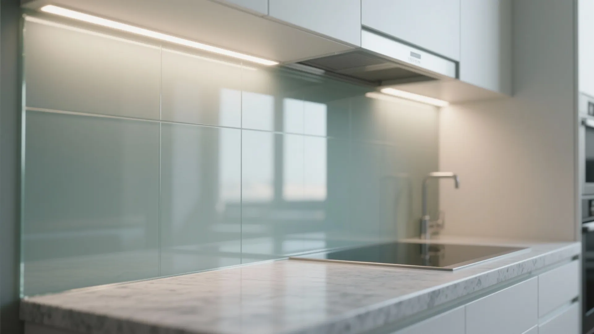 Glass backsplash for openness