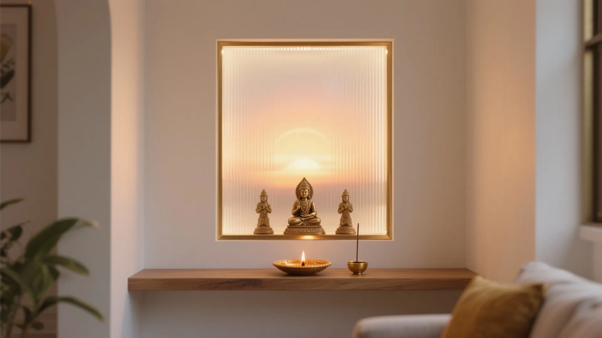 Glass-Backed Niche with Soft Backlighting