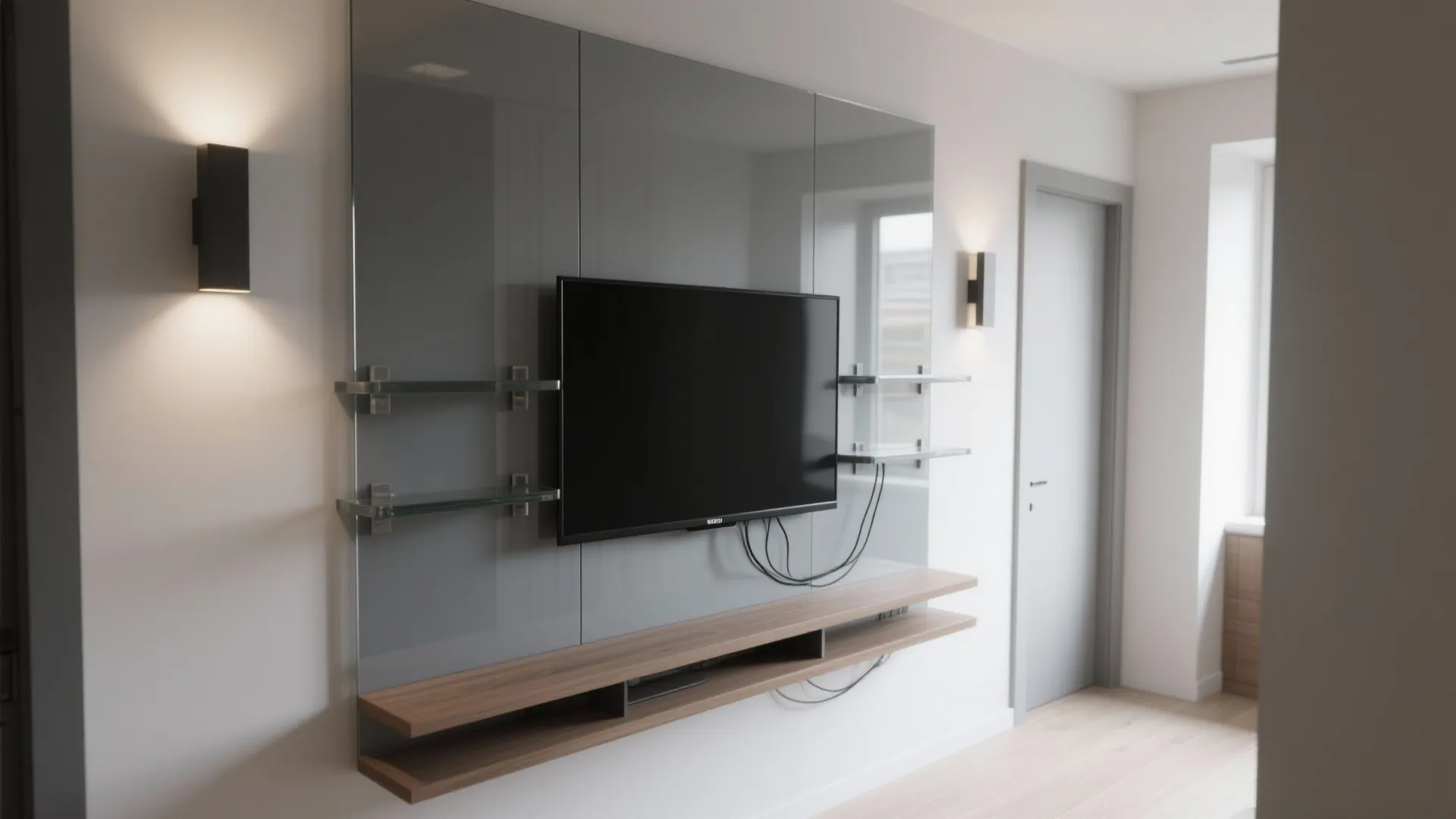 Glass or mirrored back panels to add depth and light