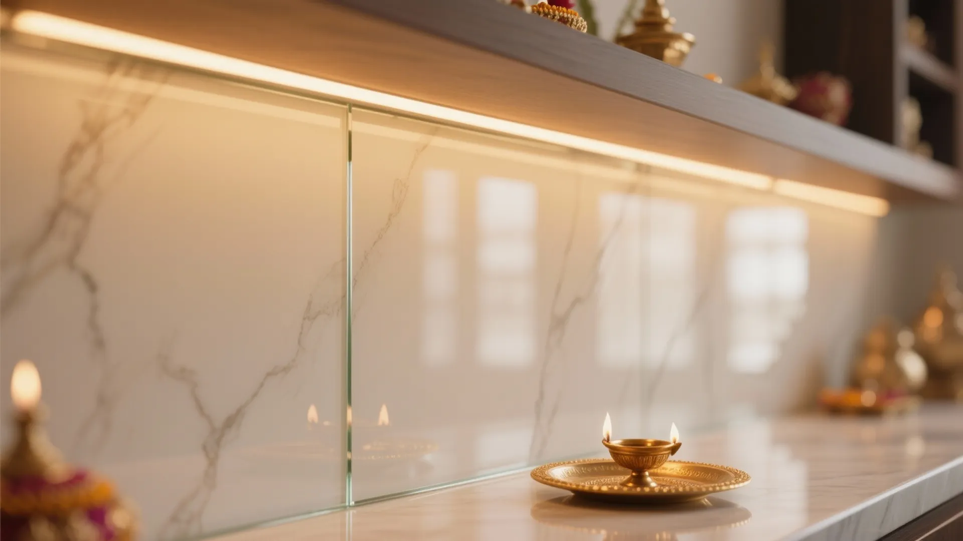 Glass back panel for easy cleaning and glow