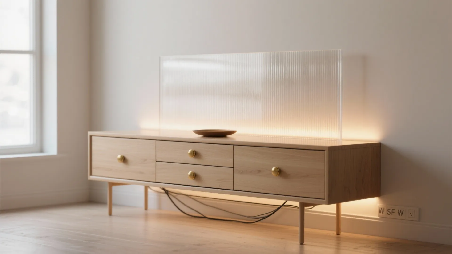 Glass-Backed Serenity with Hidden Storage