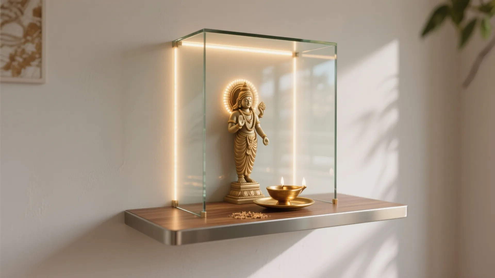 Glass back panel for airy luminosity