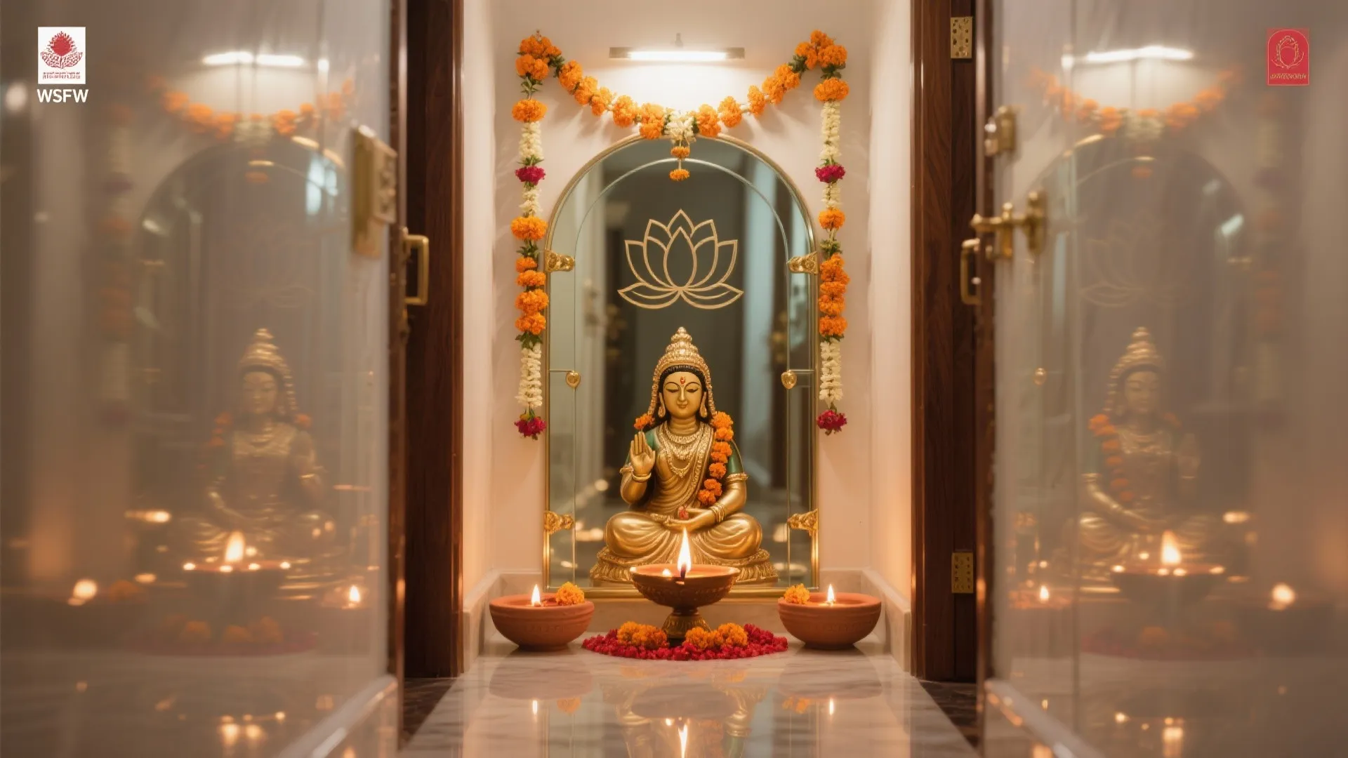 Glass or Mirror Backdrop to Amplify the Divine Glow