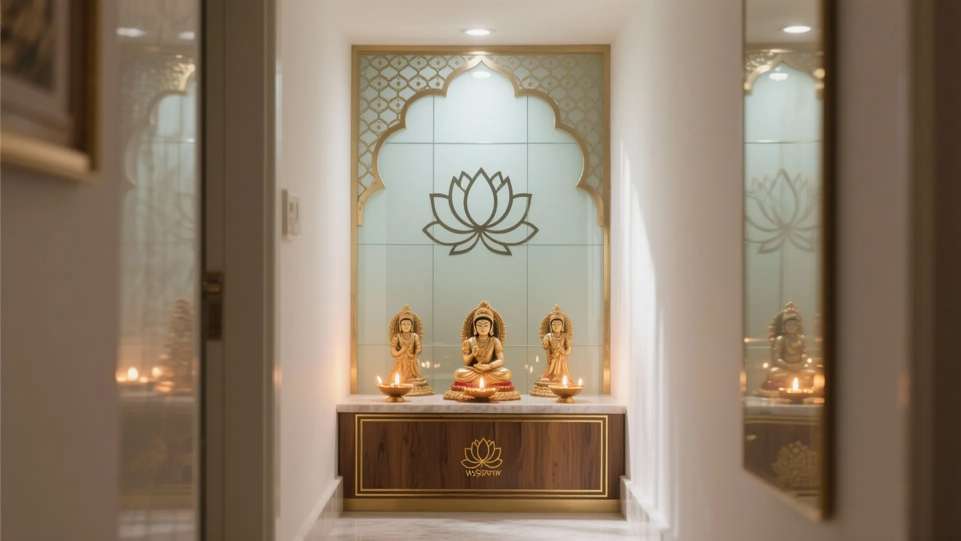 Etched Glass Backdrop for an Airy Sanctum