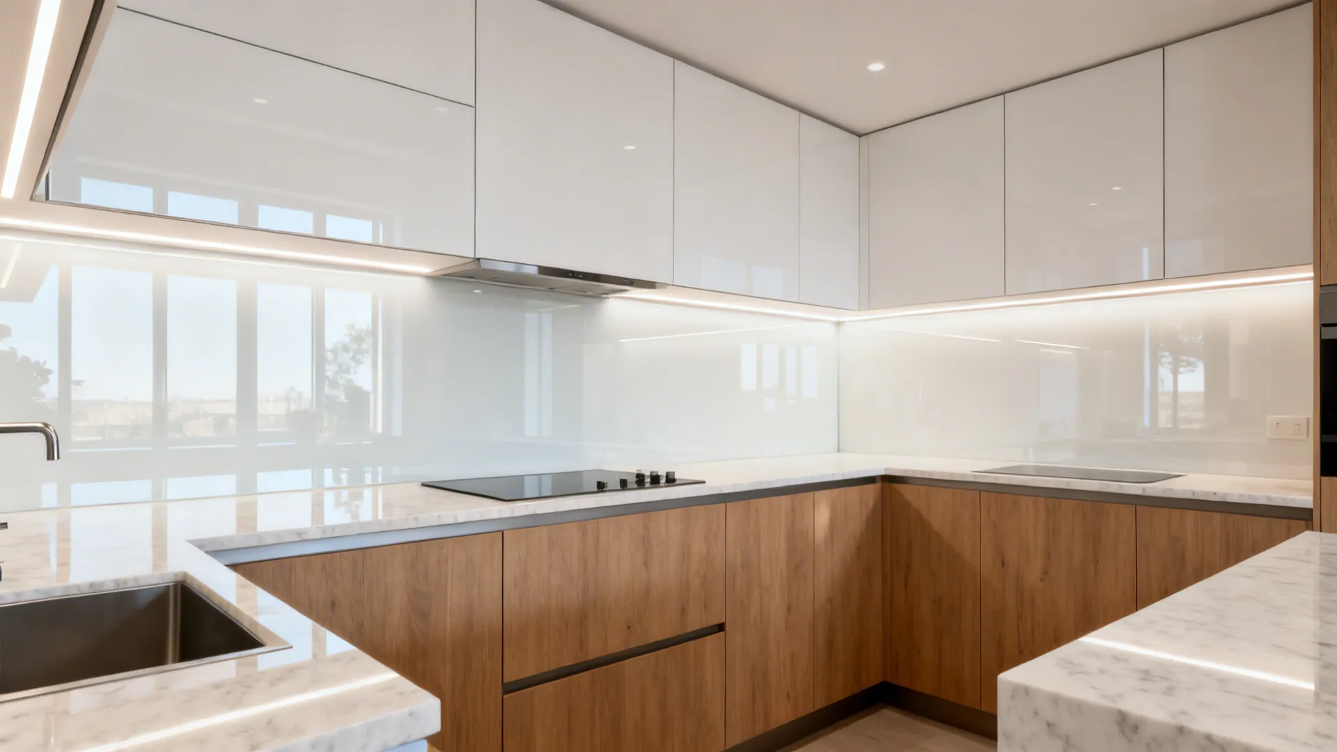 Glass Backsplash for Light and Depth