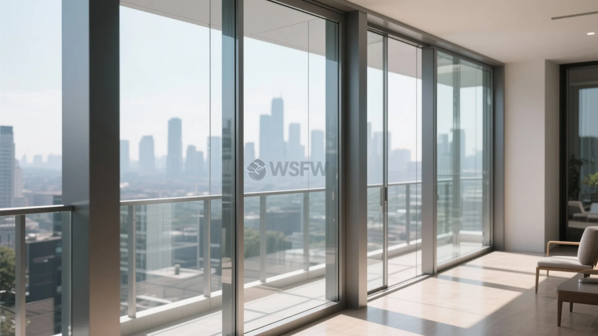 Hybrid Columns With Glass Backdrop for Openness