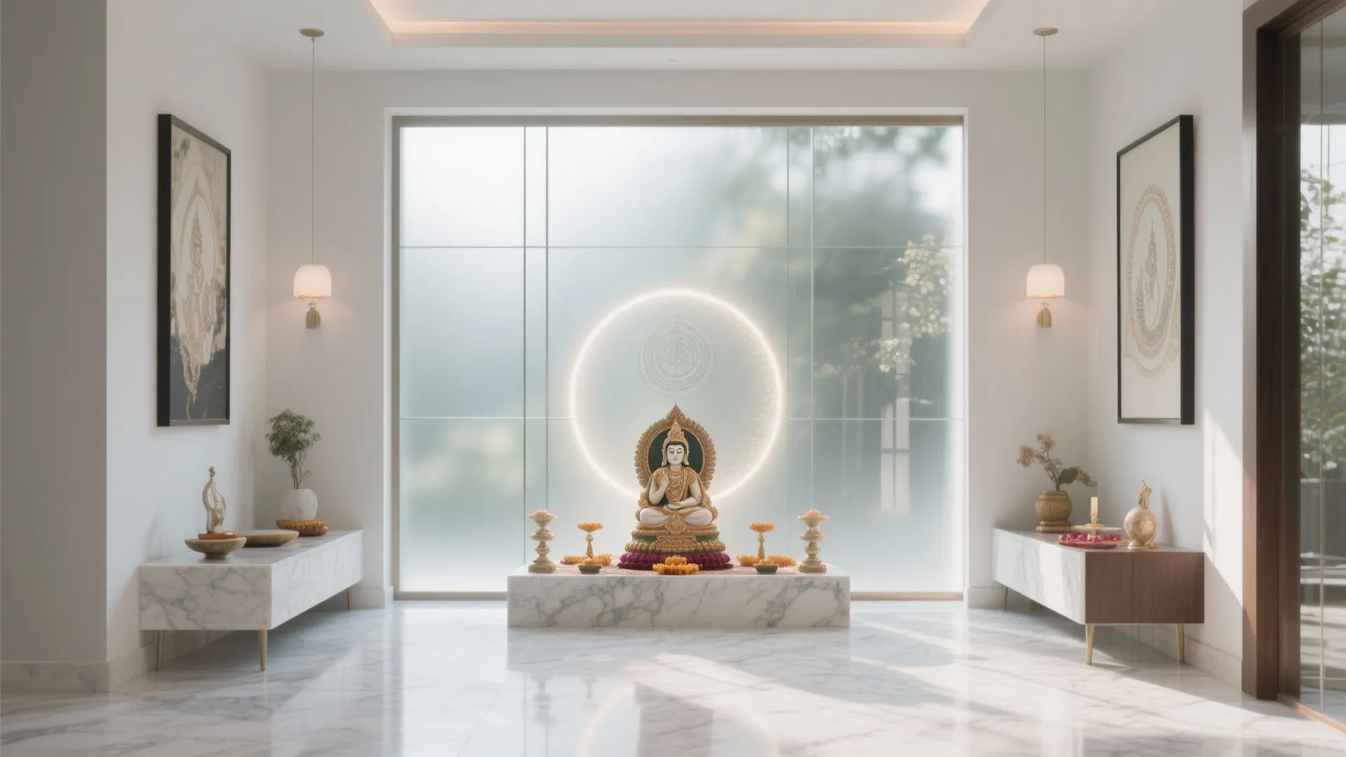 Glass backdrop for a brighter prayer space