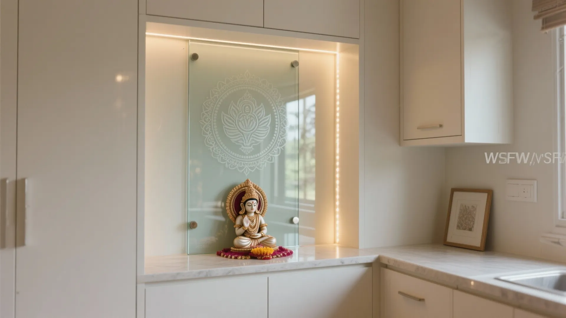 Glass backdrop for light and depth