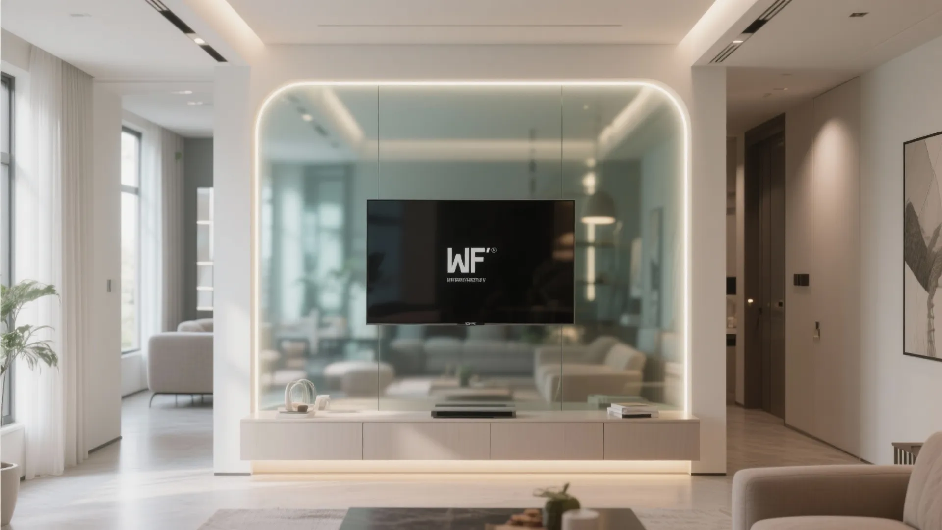 Glass Backdrop for a Spacious Feel