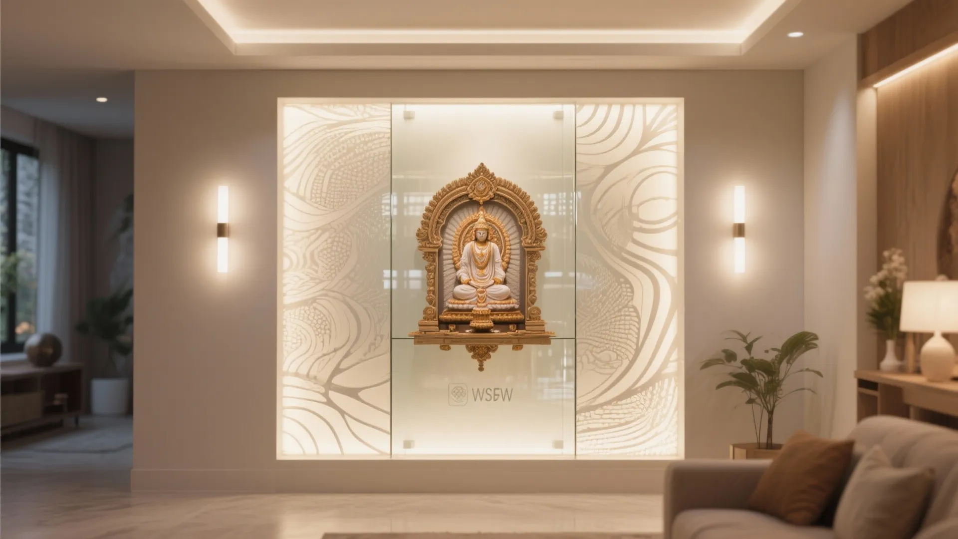 Glass-Backed Mandir for Transparency