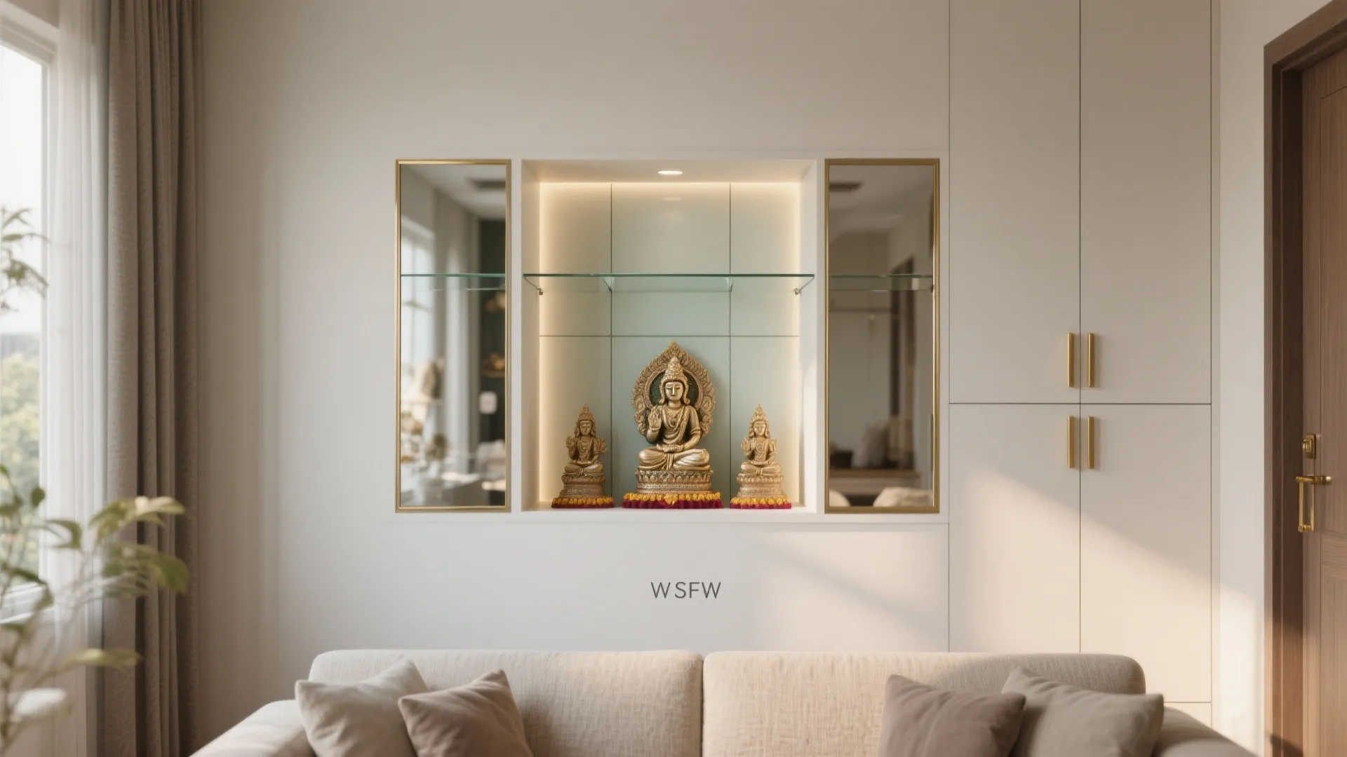 Glass-backed niche for light and serenity