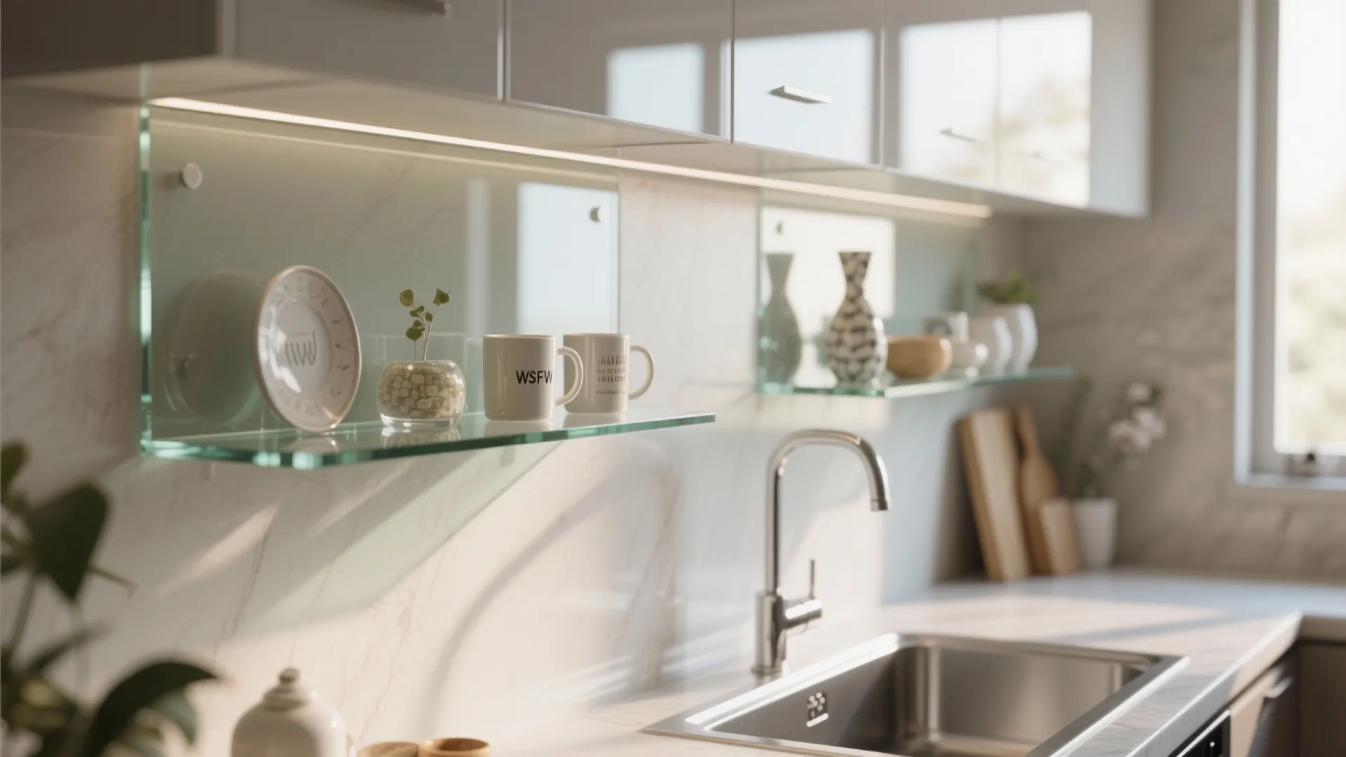 Glass-Backed Display Shelves