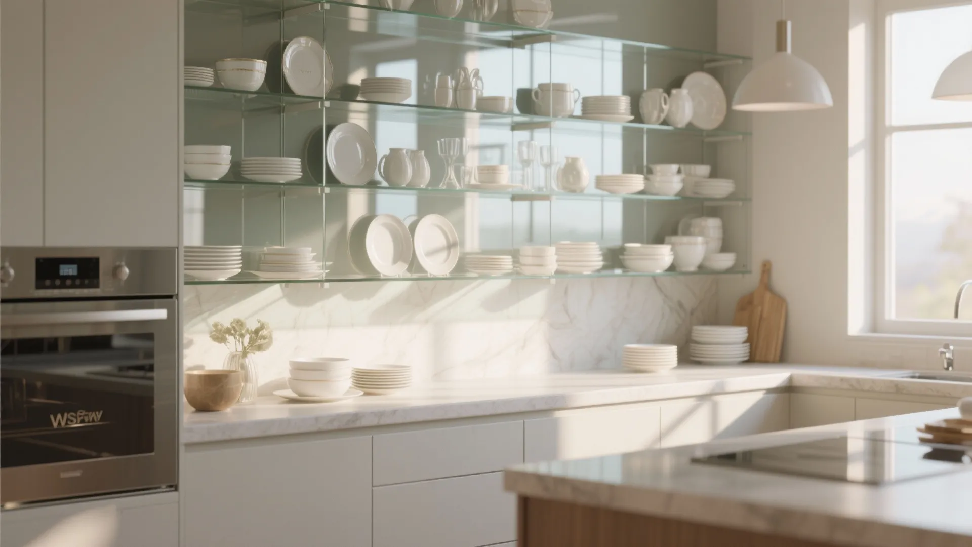 Glass Backed Shelves