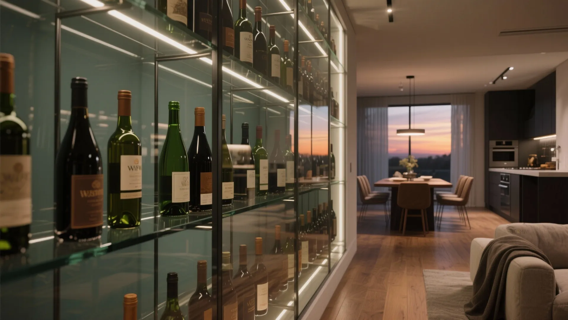Glass-Backed Wine Wall Transparency