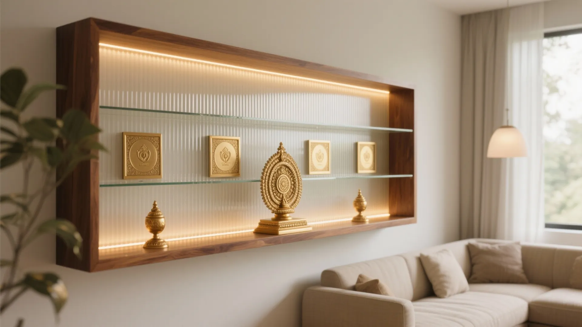 Glass backplate reflection to elevate brass