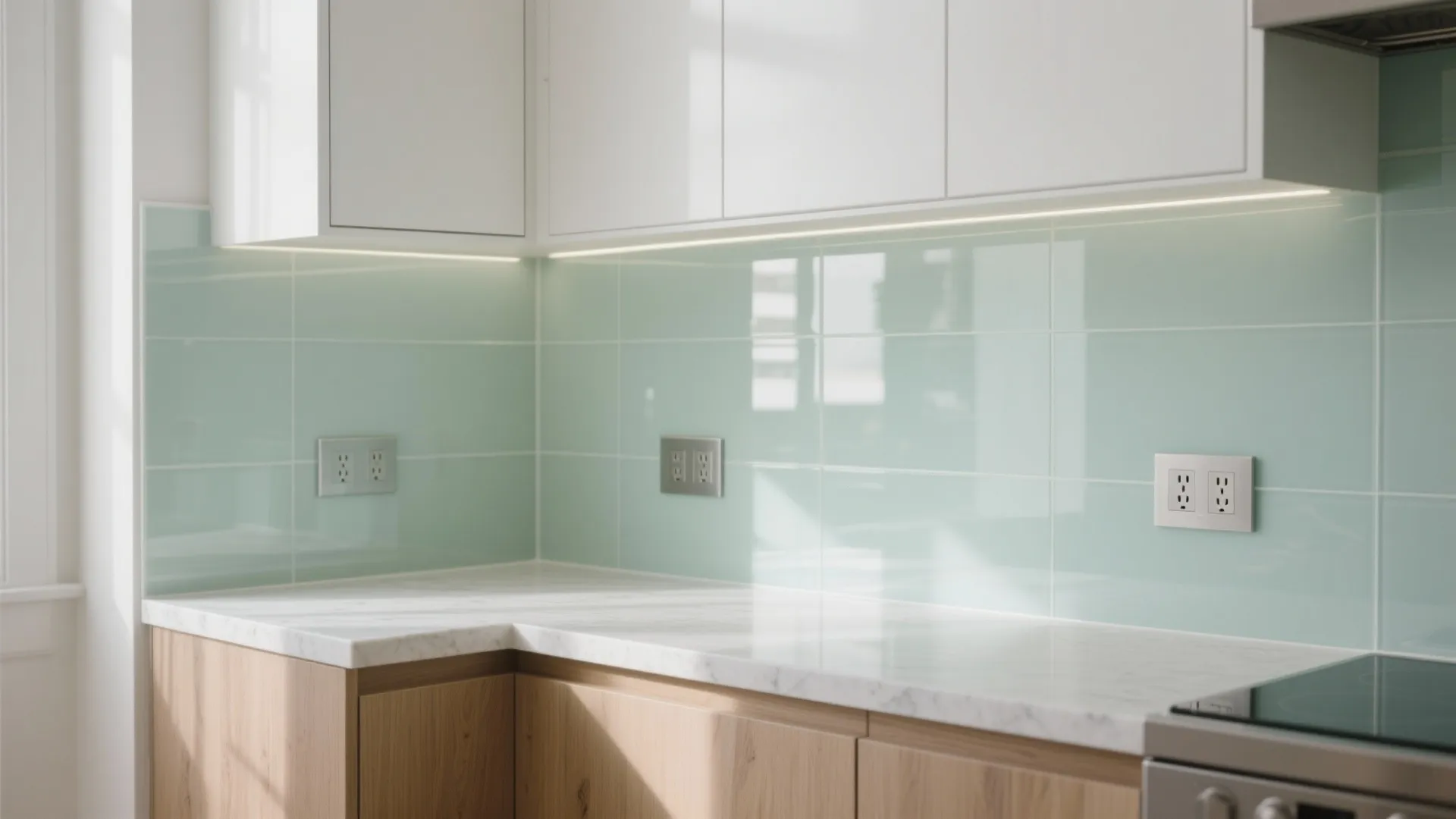 The lightness of a glass backsplash
