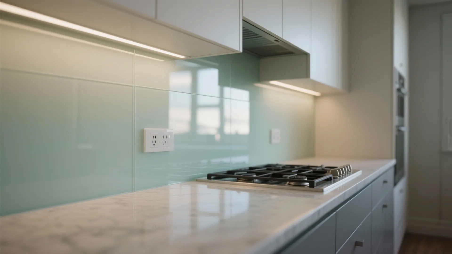 A glass backsplash for airy brightness