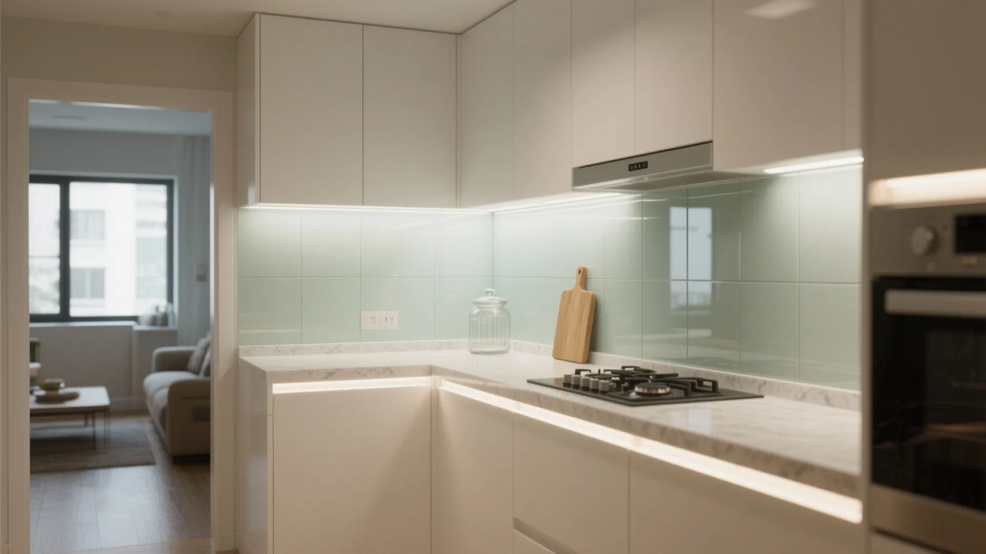 Glass Backsplash for an Airier Feel