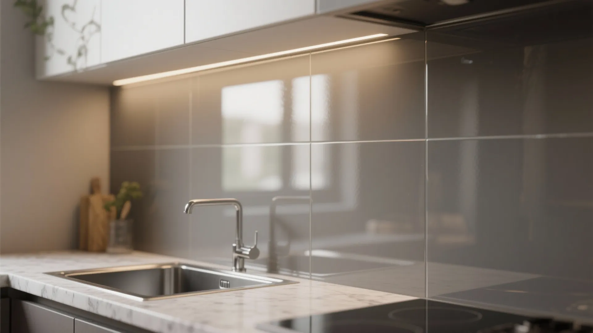 Glass Backsplash for Airiness