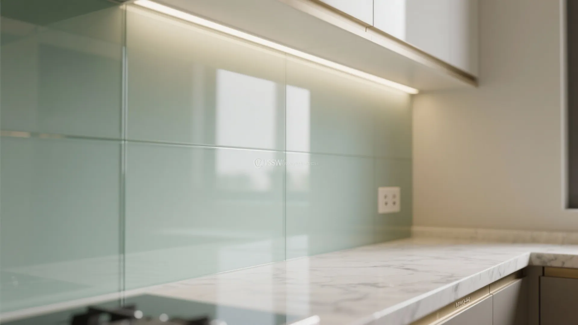 Glass Backsplash for Airy, Easy-to-Clean Shine