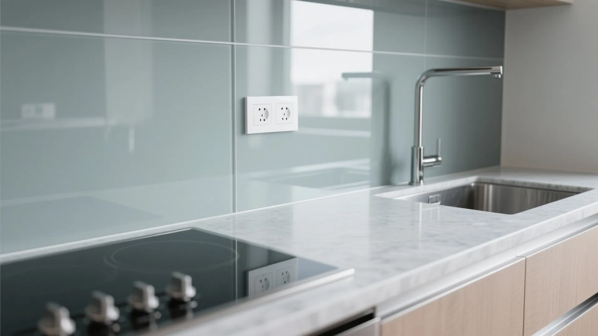 The glass backsplash effect