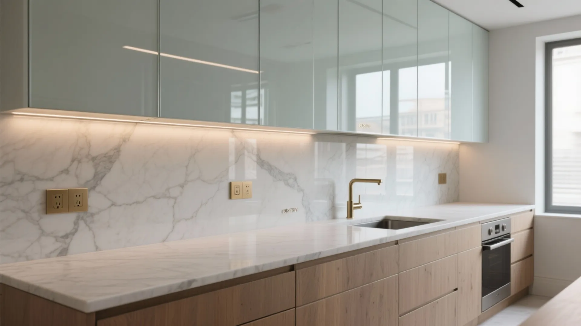 Glass Backsplash To Open The Room