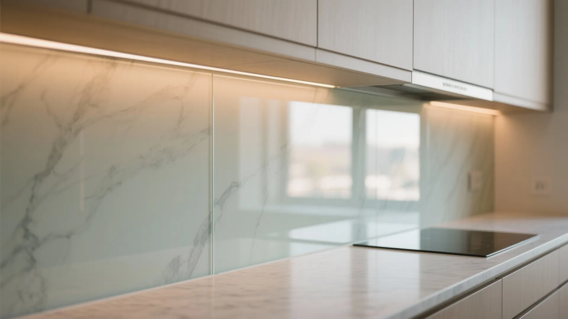The lightness of a glass backsplash