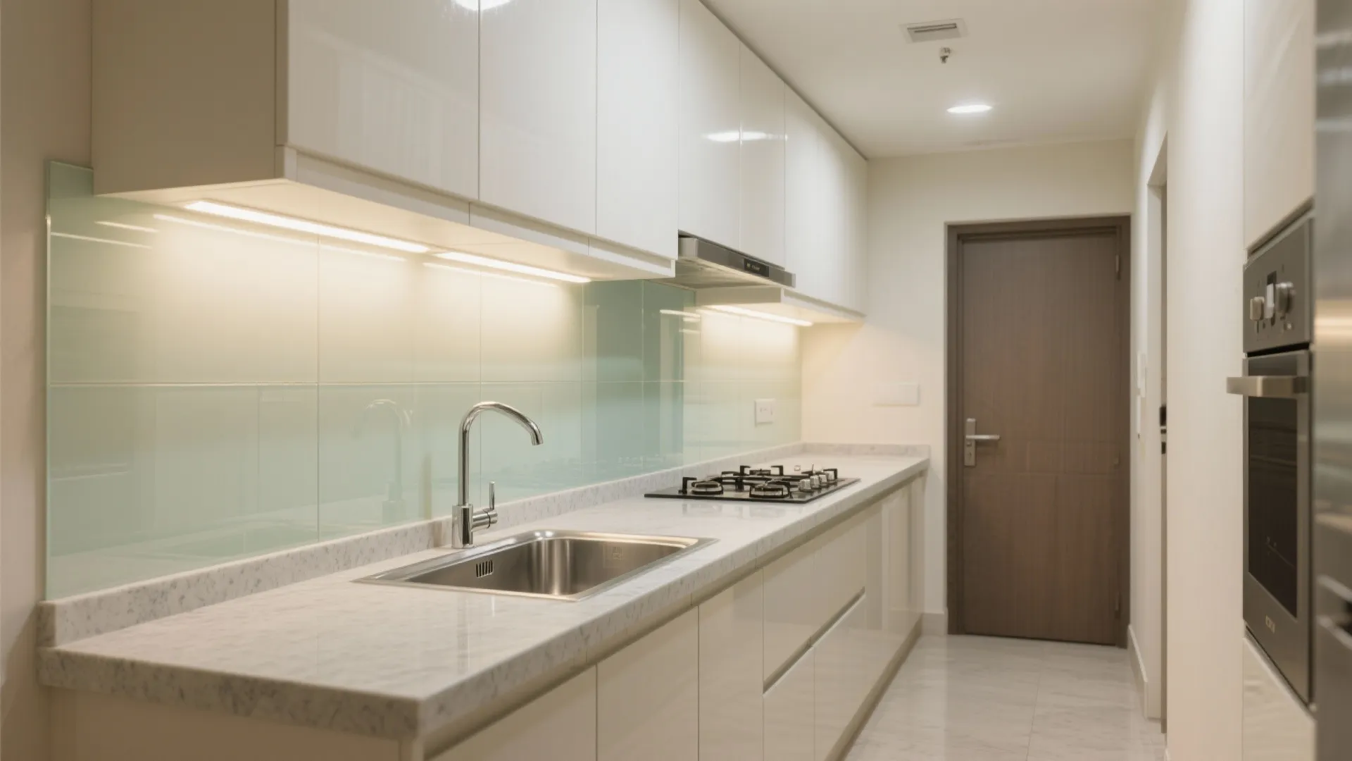 Glass backsplash for an airy feel