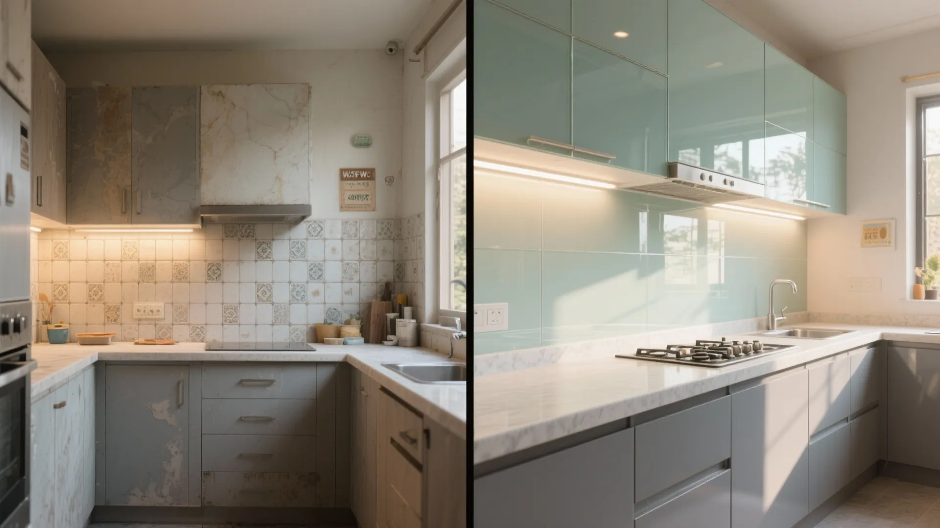 Glass Backsplash and Light Palette for Instant Openness