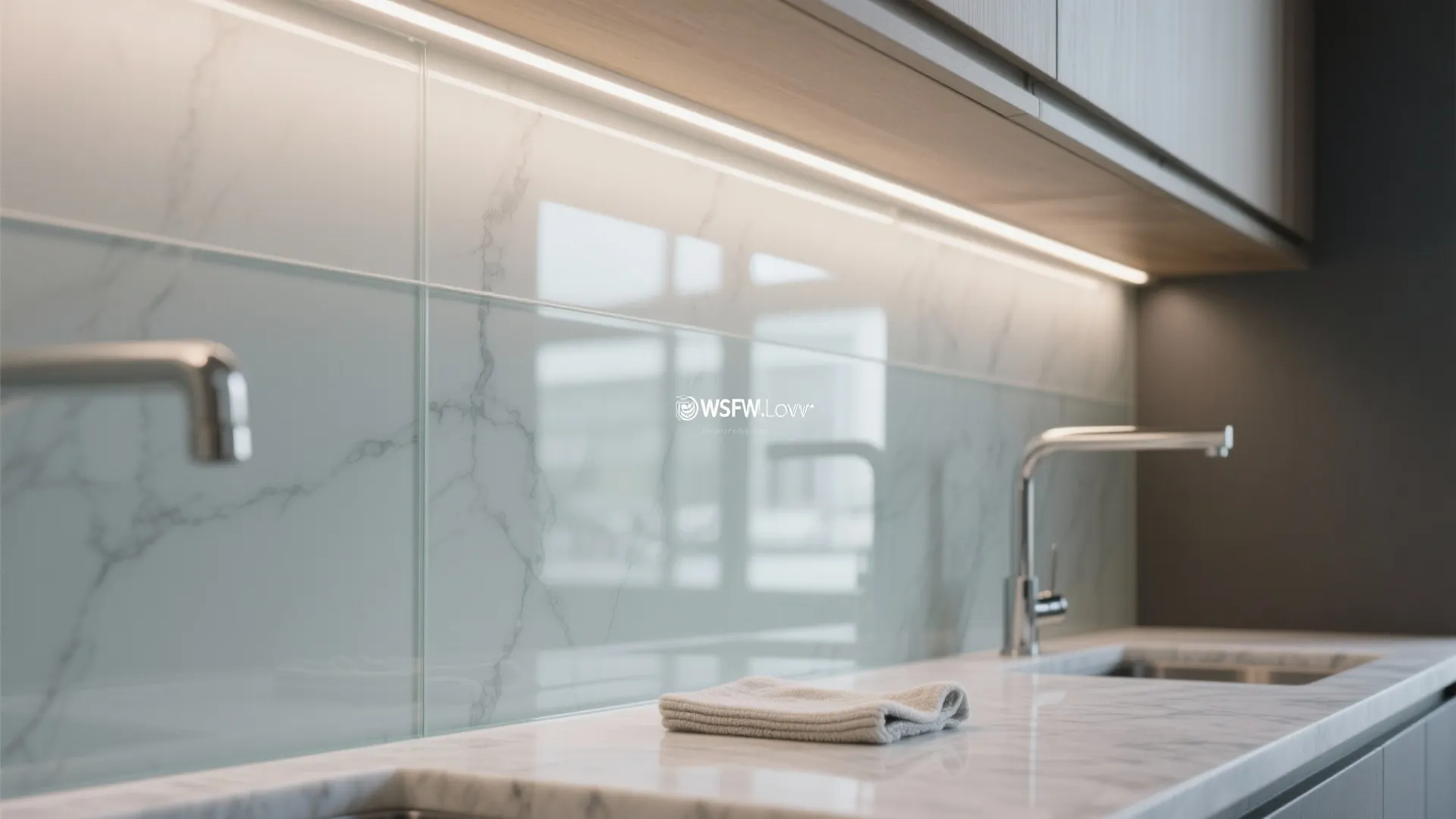 The airy brightness of a glass backsplash